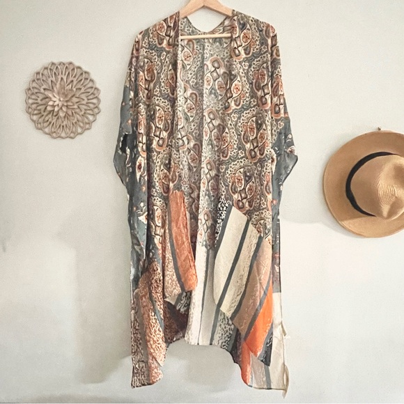 NEW Boho Floral Paisley Multi Color Kimono - Picture 1 of 6